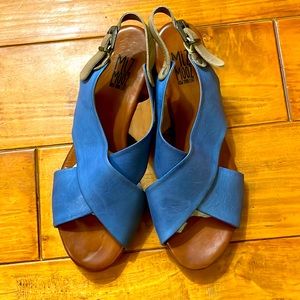 Comfortable leather sandals, blue, size Eu41, used in great condition